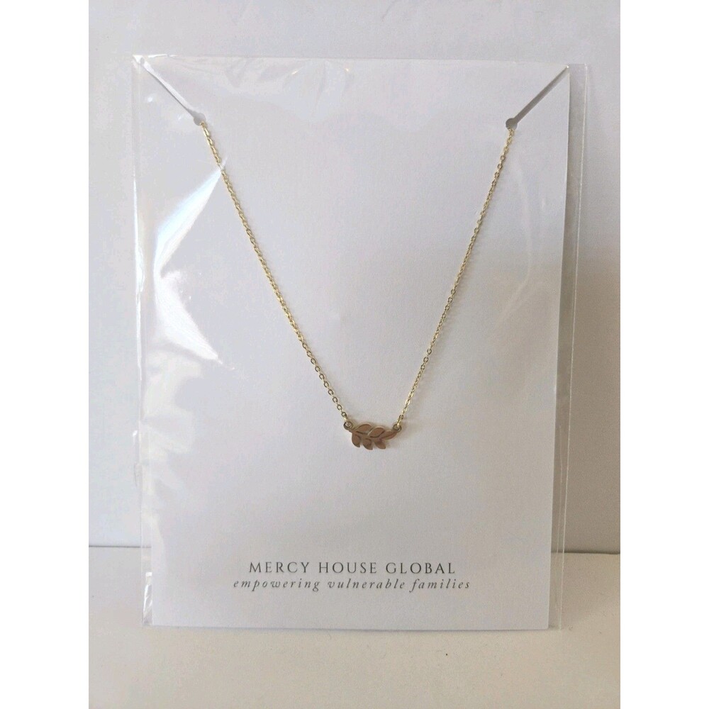 Mercy House Global Dainty Feather Leaf Goldtone Starfish Project Necklace NWT